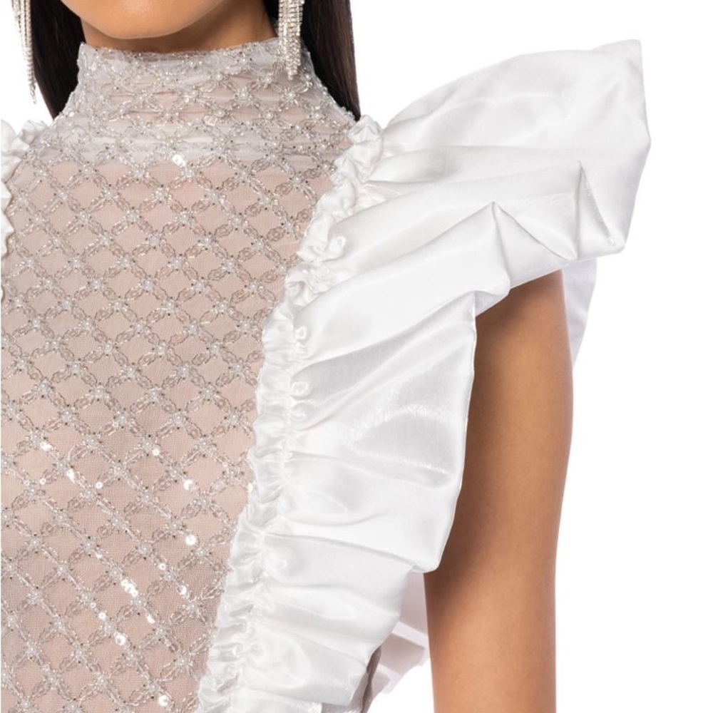 White Sequin High Low Dress